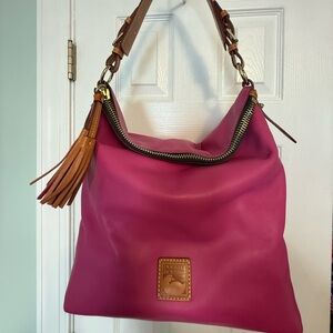 Dooney & Bourke Fuchsia and Tan Hobo Bag